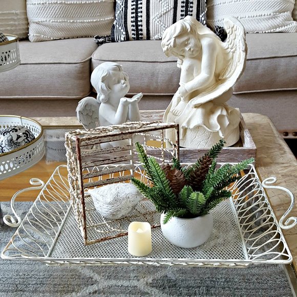 Photo inspiration: Fresh Look at Boutique Accents Vintage Shabby Chic Tray Cast Metal Baskets
